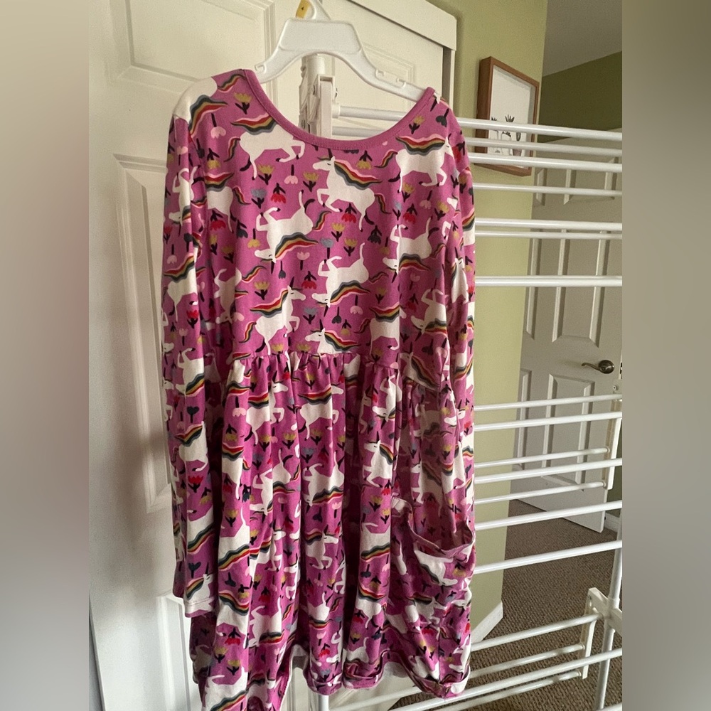 Pink and White Unicorn Print Dress